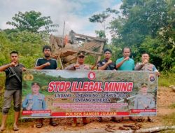 Tim Satgas Anti Ilegal Mining Polsek Sangir Jujuan, Tertibkan Tambang Ilegal Mining di Sungai Momo