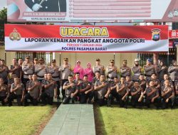 Kapolres Pasaman Barat AKBP Agung Tribawanto Pimpin Upacara Kenaikan Pangkat 57 Orang Anggota Perwira dan Bintara