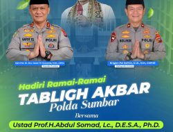 Polda Sumbar Gelar Tabligh Akbar Bersama Ustadz Abdul Somad di Masjid Raya Syekh Khatib Al-Minangkabawi