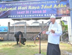 Gubernur Mahyeldi Hadiri Penyembelihan Sapi Kurban Bantuan Presiden RI di Masjid Raya Syekh Khatib Al-Minangkabawi