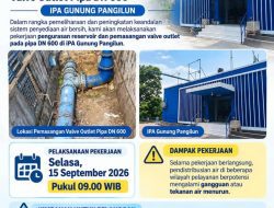Perumda Air Minum Kota Padang Lakukan Pengurasan Reservoir IPA Gunung Pangilun, Pelanggan Diminta Siapkan Cadangan Air